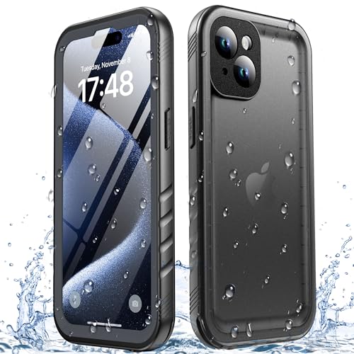 SPORTLINK Full Cover for iPhone 15 Waterproof Case 6.1 Black | Built in Screen Protector,Heavy Duty,Military Rugged Shockproof Dropproof,Dustproof,Camera Protective,IP68 Underwater - color: Black, size: iPhone 15 ( 6.1 )