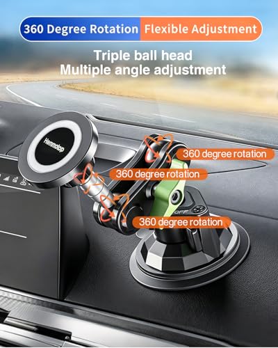 HEMMOTOP Magnetic Car Phone Holder Windshield Suction Cup Mount
