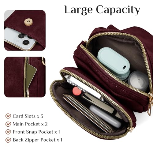 Fashion Small Crossbody Bags for Women Trendy Designer Cell Phone Purses | Adjustable Straps,with Card Holder,Detachable Wristlet Strap,small Cross Body Bag for Woman,Mini Bags,Travel Purse,Work,Gym - color: Red