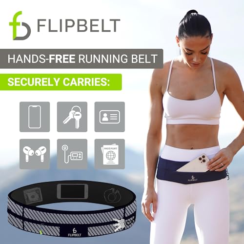 FlipBelt Zipper Running Belt, Waist Pack for Fitness and Running, US Company - color: Reflective Black, size: Medium