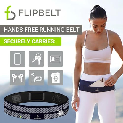 FlipBelt Zipper Running Belt, Waist Pack for Fitness and Running, US Company - color: Reflective Black, size: Medium