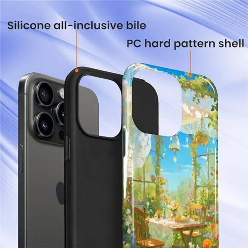 Case for iPhone 15 Pro Max, Shockproof Hybrid Protective Phone Case, Dual-Layer Drop Protection Anti-Scratch, Sunny Garden - color: Sunny Garden, size: iPhone 15 Pro Max