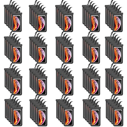 100 Pack 8.5“ Waterproof Cell Phone Pouch - Underwater Dry Bag Case Lanyard - Water Proof Clear Holder Protector for iPhone 17 16 15 Pro Max Plus Samsung Galaxy S25 S24 Ultra Note for Beach Swimming - color: 100 Pack Black