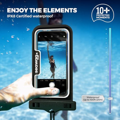 SEAWAG Next Waterproof Phone Pouch, IPX8 Dry Bag for iPhone 16 15 14 13 Pro Max & Samsung Galaxy S25 S24 — Underwater Case, Full Touchscreen, Lanyard, Beach Pool Snorkeling, 1 Pack Blackwhite - color: 1Pack BlackWhite
