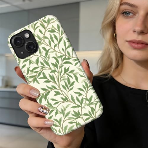 Case for iPhone 14 Plus, Shockproof Hybrid Protective Phone Case, Dual-Layer Drop Protection Anti-Scratch, Green Leaves - color: Green Leaves, size: iPhone 14 Plus