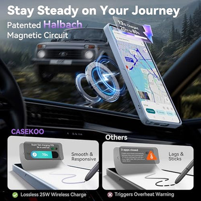 CASEKOO Blue 26U Case with 360 Spin Magnetic Stand, Fit for MagSafe | 360 Spin Magnetic Stand, Fit for MagSafe, 18FT MIL-STD Protection, Invisible Ring Holder Phone Case - color: Matte Blue