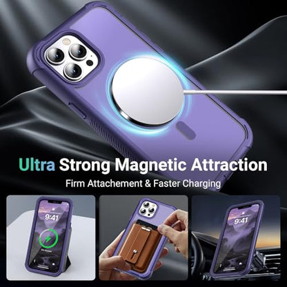 Magnetic for iPhone 12 Pro Max Case Heavy Duty Protection Dark Purple | Compatible with MagSafe,Military Grade Drop Protection,Translucent Matte,Non-Slip,Shockproof 2-Layer Durable Bumper Case - color: Dark Purple, size: iPhone 12 Pro Max