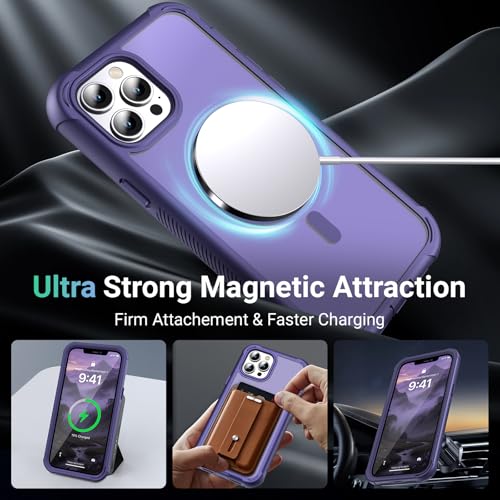 Magnetic for iPhone 12 Pro Max Case Heavy Duty Protection Dark Purple | Compatible with MagSafe,Military Grade Drop Protection,Translucent Matte,Non-Slip,Shockproof 2-Layer Durable Bumper Case - color: Dark Purple, size: iPhone 12 Pro Max
