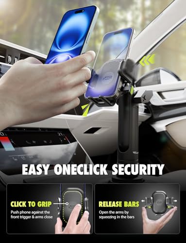 Bracketron OneClick Cup Phone Holder for Car, 360° Rotation Expandable Base