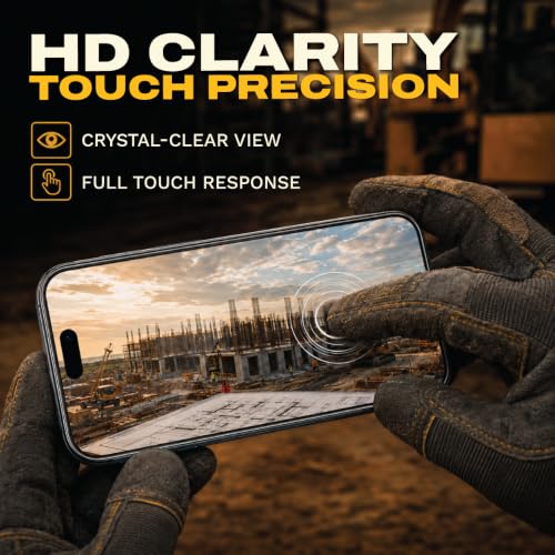 DEWALT Heavy Duty Glass Screen Protector for iPhone 17 Pro Max, 2 Pack - size: iPhone 17 Pro Max