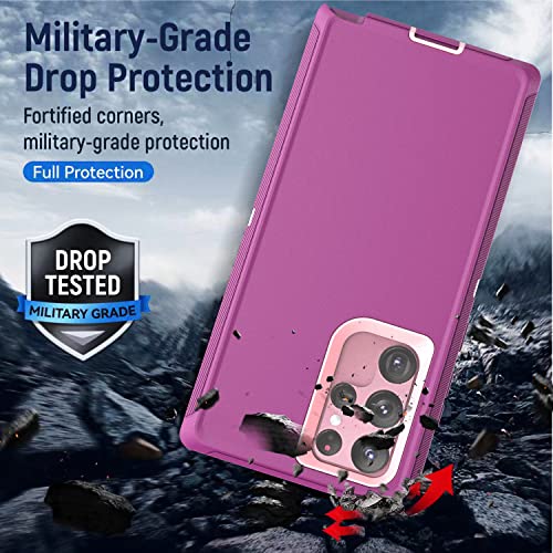YmhxcY for Galaxy S22 Ultra Case with Self Healing Flexible TPU Film[2 Pack] and Lens Protective Film[2 Pack], Heavy Protection Cover for Galaxy S22 Ultra （6.8“）-Wine Red and Rose Pink - color: Wine red and rose pink