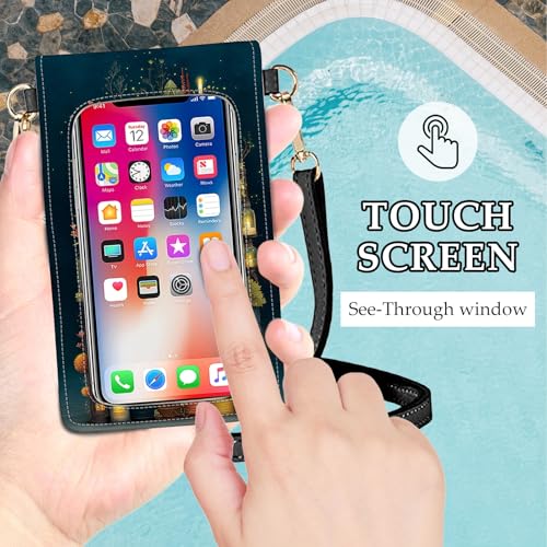 Small Crossbody Bags for Women Touchscreen Cell Phone Bag Cross Body Purses with adjustable Strap,Gifts For Teenage Girls - color: Book Houses