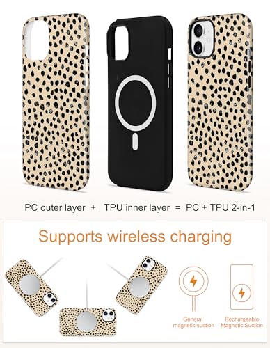 Jusy Magnetic Cheetah Phone Case for iPhone 16 Pro Max,Polka Dot | Compatible with MagSafe,Cute Aesthetic Tortoise Shell Design,TPU and PC Protective Shockproof Cover - color: Polka Dot