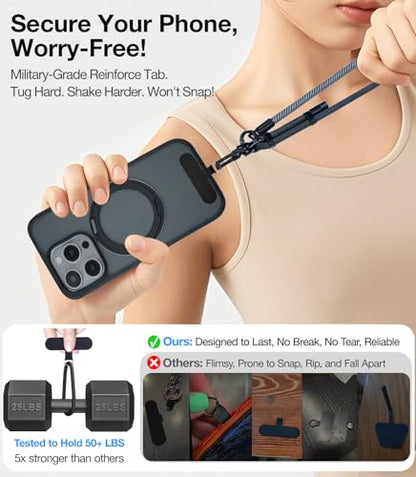 Phone Lanyard Crossbody, 3-in-1 Neck Strap& Wrist Strap, Adjustable Anti-Theft Lanyard with 2 Phone Tether Tabs, Cell Phone Strap for iPhone 17 Pro Max, Travel Essential,Grey - color: 2-grey