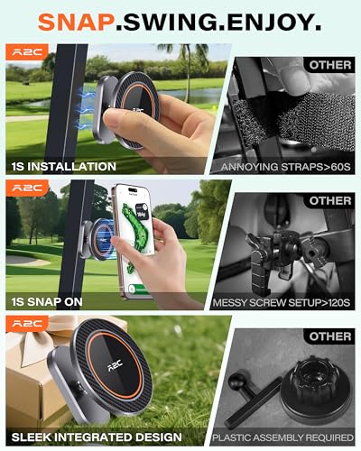 A2C Alloy Magnetic Golf Cart Phone Holder, Unique Golf Accessories for Men - color: 1x Iron Gray