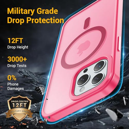 for iPhone 14 Pro Max Case, Compatible with Magsafe, Anti-Yellowing, Military-Grade Protection, Shockproof Slim Magnetic Phone Case Cover, Hot Pink - color: Hot Pink, size: iPhone 14 Pro Max