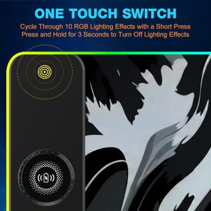 TARKARI 15W Magnetic Wireless Charging RGB Mouse Pad, 800x300mm Ink Splash - color: Black Grey