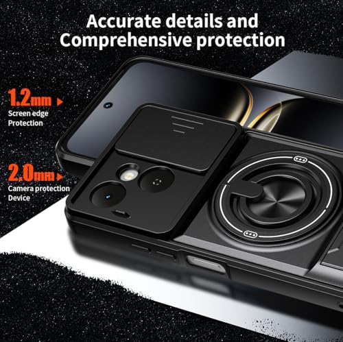 Compatible with Tecno Pop 10 Pro Case Cover,Compatible with Tecno Spark 40C 4G KM4k with Slide Camera Cover Phone Stand Protective Case Black - color: Black, size: Compatible with Tecno Pop 10 Pro