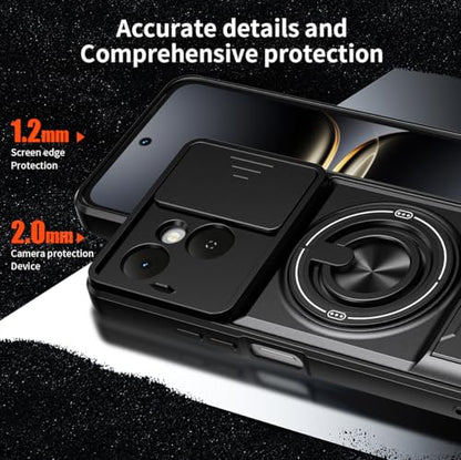 Compatible with Tecno Pop 10 Pro Case Cover,Compatible with Tecno Spark 40C 4G KM4k with Slide Camera Cover Phone Stand Protective Case Black - color: Black, size: Compatible with Tecno Pop 10 Pro