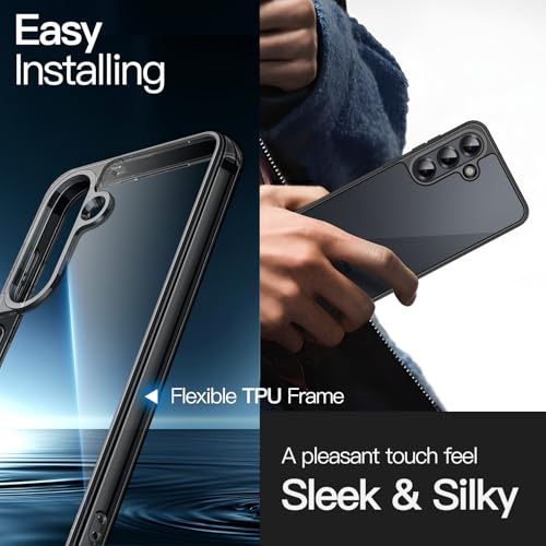 JETech Case for Samsung Galaxy S25, Anti-Yellowing, Black | Shockproof Protection, Scratch Resistant Hard PC Back, Durable Transparent TPU Bumper - color: Black, size: Galaxy S25