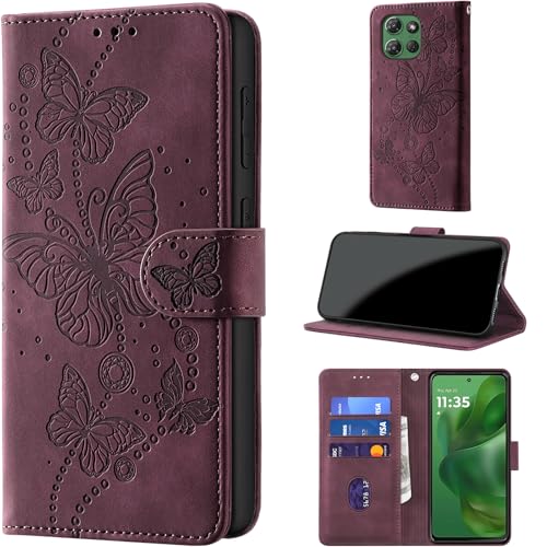 Case Wallet for Motorola Moto G Power 2025/ G Power 2026, Burgundy | RFID Blocking, 3 Card Holder Stand, Shockproof TPU Shell, PU Leather Magnetic Closure, 6.8-inch - color: Burgundy