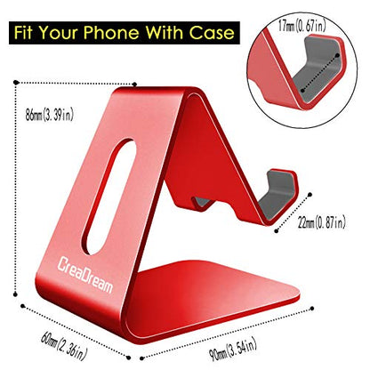 CreaDream Phone Stand Holder, Aluminum Phone Stand for Desk - color: Red