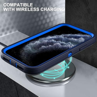 YKHJKLEC for iPhone 11 Pro Max Case, Military Grade 3 in 1 Heavy Duty Shockproof/Drop Proof/Dust Proof Case with 2Pcs Tempered Glass Screen Protector (Navy Blue) - color: Navy Blue