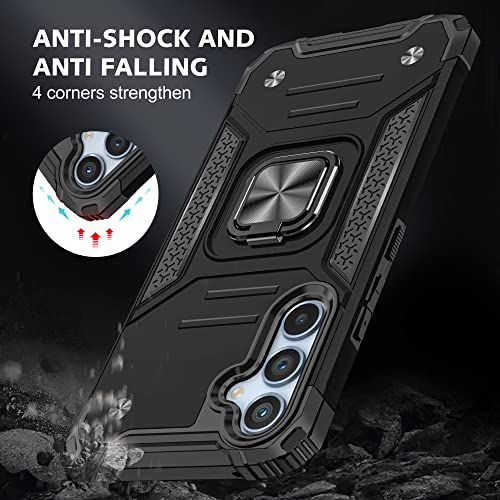 for Samsung S23 FE Case: S23 FE Case with Screen Protector: (Heavy Duty) Military Grade 360° Rotatable Kickstand Shockproof Protective Cases for Samsung Galaxy S23 FE (Black) - color: Samsung S23 FE Case Black