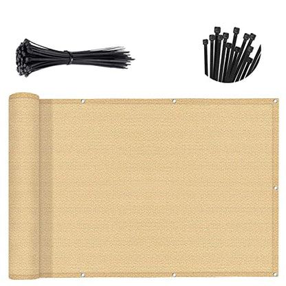 SUNNY GUARD 3' x 10' Balcony Privacy Screen, HDPE Patio Railing Cover Fence - color: Sand Yellow, size: 0 3' x 1 0'