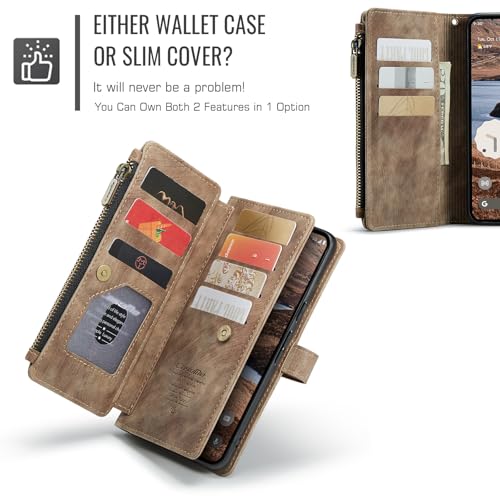 Google Pixel 10 Pro XL 5G Wallet Case with Card Holder,Brown - color: Brown, size: Pixel 10 Pro XL 6.8 Inch