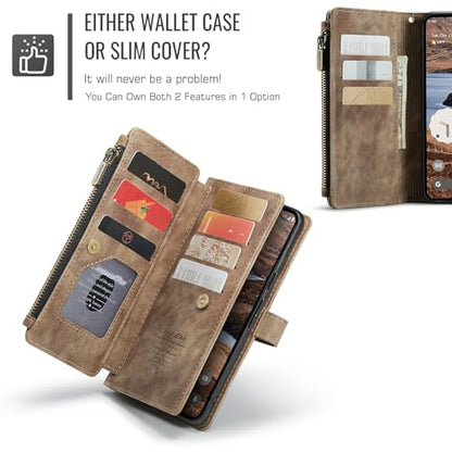 Google Pixel 10 Pro XL 5G Wallet Case with Card Holder,Brown - color: Brown, size: Pixel 10 Pro XL 6.8 Inch