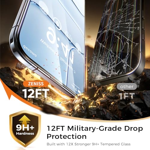NeverBreak 9H+ Hardness for iPhone Air Screen Protector 12FT Military Grade Protection (Scratch, Shatter, Drop Resistance) Tempered Glass Full Edge Coverage 6.5" 2025, 2 Pack with De-Bubble Card - size: iPhone Air
