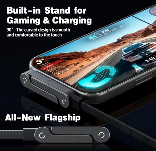 USB C to Lightning 2 in 1 Invisible Holder Charger Cable, MFi, 30W PD