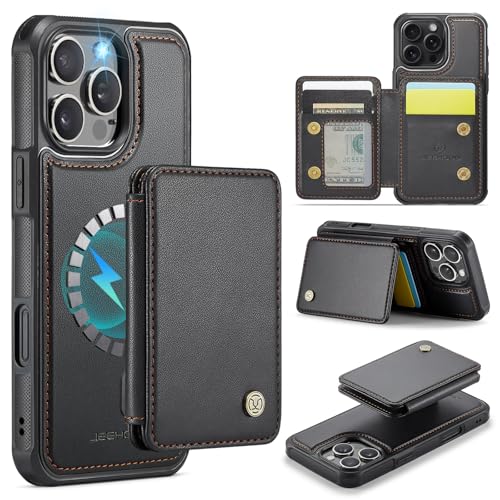 Wallet Case for iPhone 16 Pro Max Compatible with MagSafe for Men Women, Detachable Magnetic Wallet Phone Case with Card Slot Holder RFID Blocking for iPhone 16 Pro Max 6.9 inch (Black) - color: Black