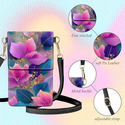 Small Crossbody Bags for Women Touchscreen Cell Phone Bag Cross Body Purses with adjustable Strap,Gifts For Teenage Girls - color: Vibrant Abstract Floral