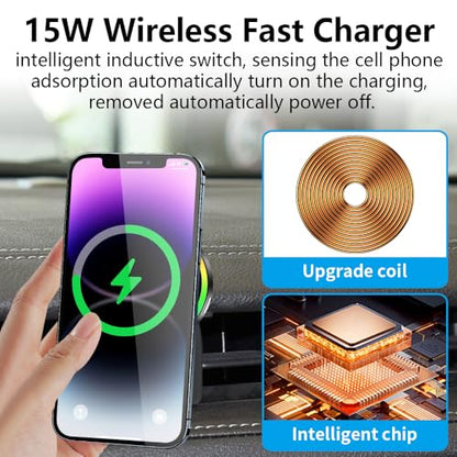 Car Magnetic Phone Mount for Cadillac XT5 2017-2026 and Cadillac XT6 2020-2025 Auto Interior Accessories Best Cellphone Holder Fast 15W Wireless Charger Cell Phones Magnet Charging Screen Stand