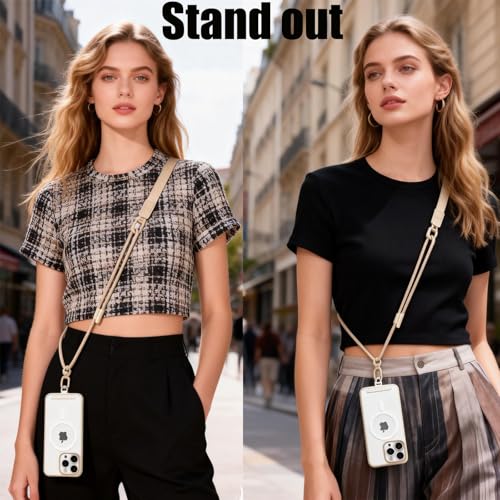 Phone Lanyard Premium Cell Phone Strap Crossbody with Stainless Steel Tether Tab Wide Comfort Strap with Adjustable Zinc Alloy Buckle Anti-Loss Universal for All Phones Keys Cards Travel Outdoor Beige - color: E-beige