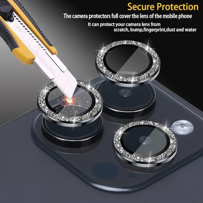 Camera Lens Protector for iPhone 14 Pro/14 Pro Max, Glitter Black - color: Glitter Black