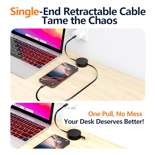 AGVEE 1.6ft Fixed / 2.3ft Extend Single-End Retractable USB C to C Cable - size: 1.6ft Fixed / 2.3ft Extend, style: C to C