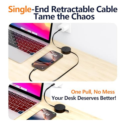 AGVEE 1.6ft Fixed / 2.3ft Extend Single-End Retractable USB C to C Cable - size: 1.6ft Fixed / 2.3ft Extend, style: C to C