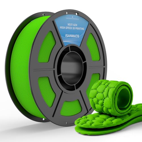 iSANMATE TPU 85A Filament 1.75mm, Green TPU Flexible Filament 85A, 1kg | iSANMATE Filament; Soft Flexible TPU HF; Compatable with Bambu Lab & most FDM 3D Printers; 1kg/2.2lbs; 50-80mm/s - color: Green, size: TPU-85A