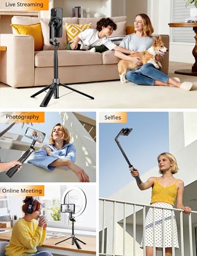 70" Magnetic Phone Tripod, Selfie Stick Tripod for iPhone MagSafe & Camera - color: Black