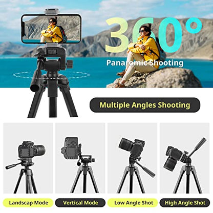 Sensyne 64" Camera Tripod Stand for iPhone & iPad, Phone Holder with Remote - size: 64-inch