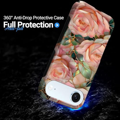 Case for iPhone 17 Air | Anti-Slip Side Handle| Bold Protective Design | Compatible with MagSafe | Stained Glass Pink Flower | - color: Stained Glass Pink Flower, size: iPhone 17 Air