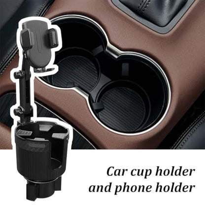 Adjustable Cup Holder Phone Mount 2-in-1 Vehicle Stand Black - color: Black