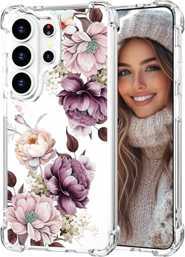 Hungo Compatible for Samsung Galaxy S26 Ultra Case, Thin Slim Cute Girly Skin Cases Protector with Airbag Bumper for Women Girls (Clear Pink Rose) - color: Clear Pink Rose, size: Galaxy S26 Ultra