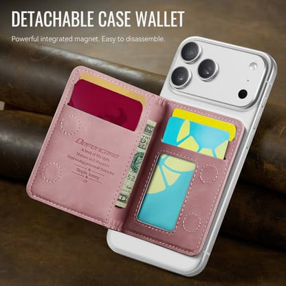 Defencase for Magsafe Wallet Magnetic Card Holder RFID Blocking, Rose Pink - color: Elegant Rose Pink