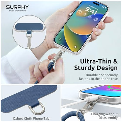 SURPHY Phone Lanyard Crossbody, Phone Strap Crossbody with 2 Tether Tabs - color: Denim Blue