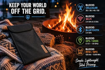Basic Faraday Signal Blocking Pouch for Cell Phone Privacy and Anti-Tracking Protective Case (Eclipes Black) - color: Eclipes Black