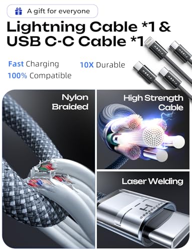 LISEN 90W Car Charger USB C Fast Charge,USB C Car Charger for iPhone 18 Pro - color: Black, size: w/ L+C Cables